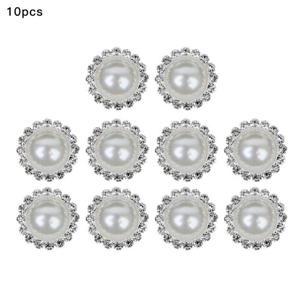 10 Pcs Boutons en Faux Strass Perle Boutons Embellissements 16mm Boutons Rétro Ronds Métal DIY Embellissements pour Vêtements Sac Chaussures