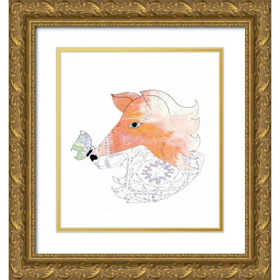 Ogren, Sarah 12x13 Gold Ornate Wood Framed with Double Matting Museum Art Print Titled - Lace Fox