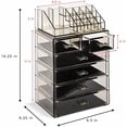 thumbnail image 3 of Acrylic Makeup Organizer Set, 6-Drawer Vanity & Countertop Cosmetic Storage with Small & Wide Compartments, Black-Tint Makeup Storage for Brushes, Jewelry – Holiday Gift for Women & Teens, 3 of 8