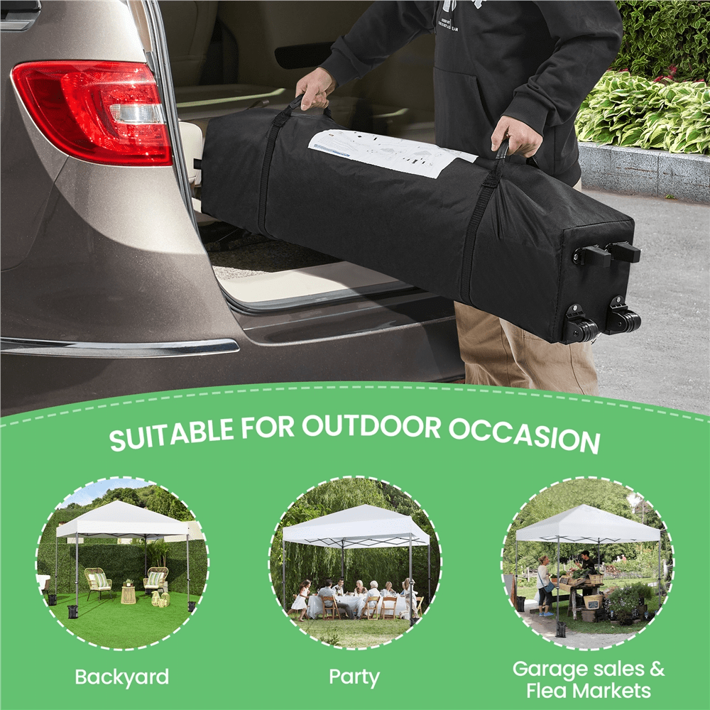 Renwick 8x8 Ft Instant Pop Up Canopy with One Push To Lock Setup Mechanism, White