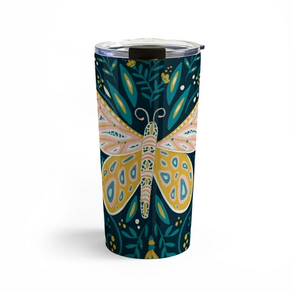 Society6 Cat Coquillette Butterfly Symmetry Teal Palet 20 oz Stainless Steel Travel Mug