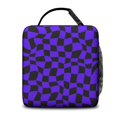 thumbnail image 3 of Purple and Black Wavy Checkered Pattern Insulated Lunch Bag Teens,Lunch Box for Men Women for Work,Picnic or Travel,10.2x9.5x4.3 Inches,8 Can Capacity, 3 of 6