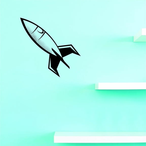 Custom Decals Rocket Ship Wall Art Size: 10 X 20 Inches Color: Black