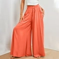 thumbnail image 4 of Women's Wide Leg Skirt Pants, High Waist Elastic Band, Casual Long Palazzo Trousers, Comfortable Fashion Bottoms for Women, Perfect for Office,Saffron,S, 4 of 6