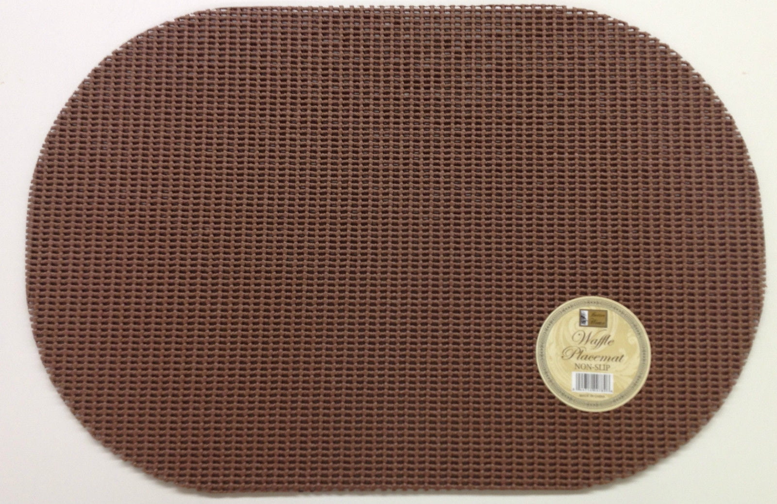 Set of 6 Waffle Weave Placemats Non Slip Oval Place Mats, Brown