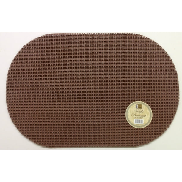 Set of 6 Waffle Weave Placemats Non Slip Oval Place Mats, Brown