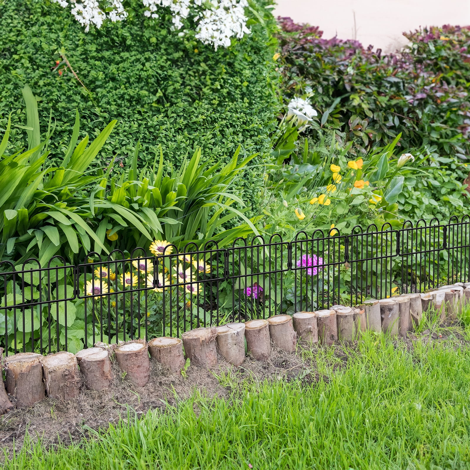 20-Pack Garden Fence 21.5ft Total Length, 16.5inx12.6in Black Metal Decorative Animal Barrier for Yard Patio Flower Bed