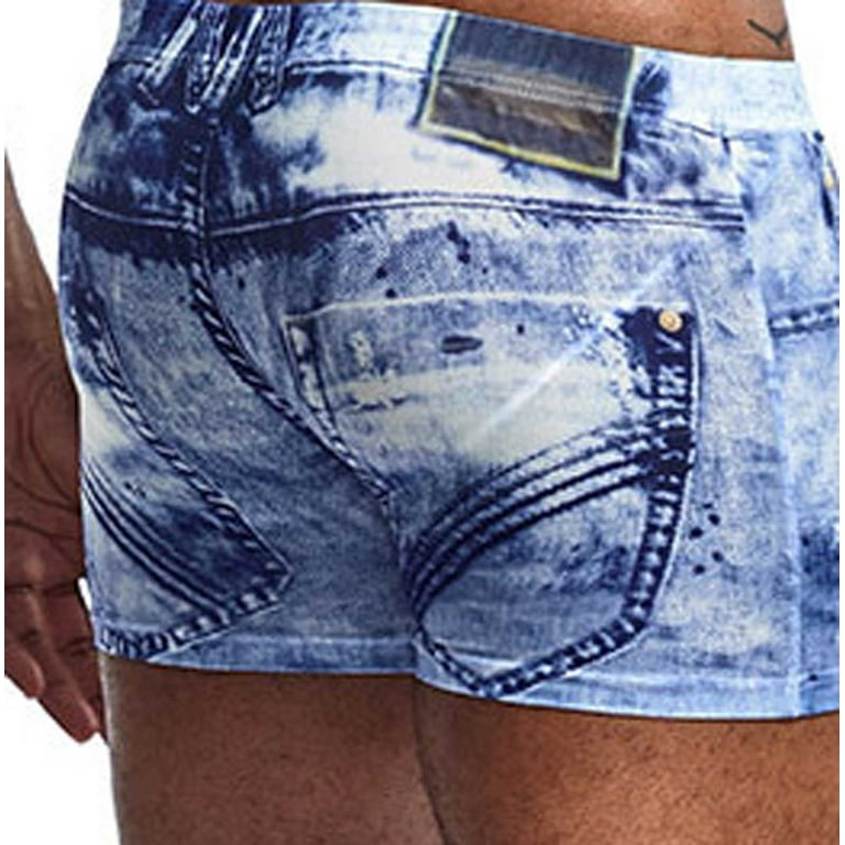 Lopecy-Sta Men's Underwear Printed Denim and Comfortable Close-fitting  Printed Mid-rise Boxers Boxers for Men Boxer Briefs for Men White Sales