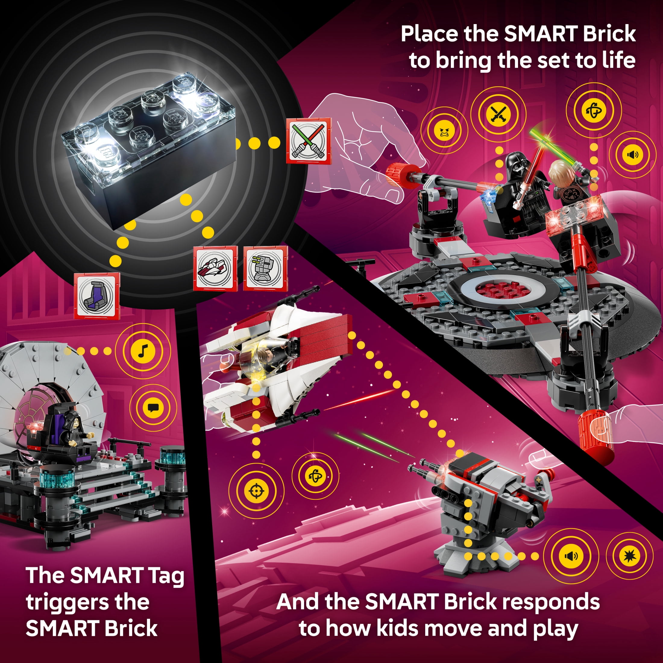 LEGO Star Wars SMART Play: Throne Room Duel & A-Wing Interactive Building Toy - All-In-One Set - Reacts to How You Move and Play with a SMART Brick - Gift for Boys, Girls and Kids Ages 9+ - 75427