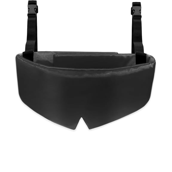 Travel Pillows for Airplanes, Head Strap with Silk Eye Mask for Sleeping, Long Flights & Car Road Trips 360° Headrest Neck Support, Stops Bobbing, Small & Compact (Black)