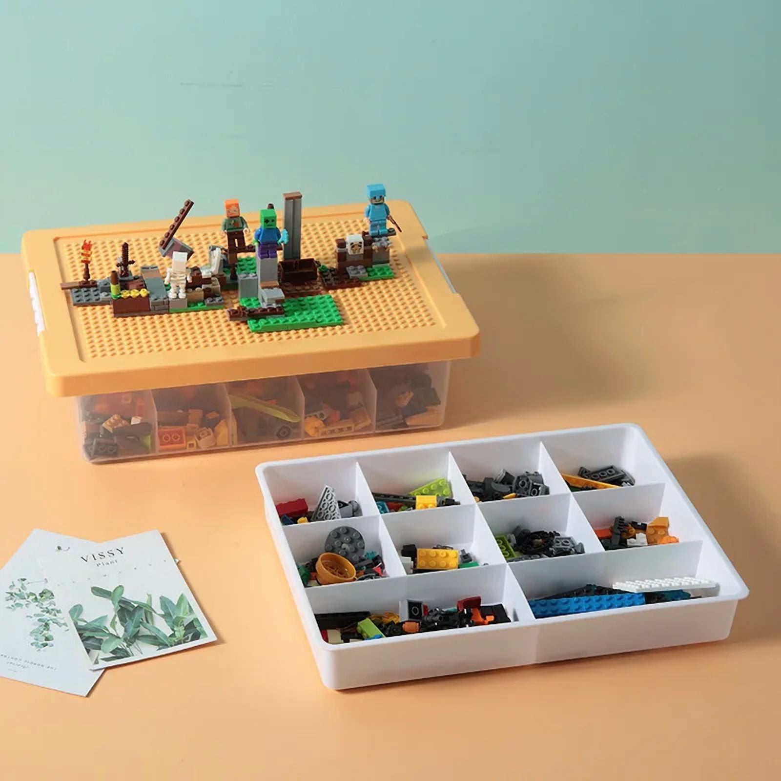 CHUNYAN Kids Building Blocks Lego Storage Box Plastic Container 2 Layer Removable Lids Toy Storage Organizer Box Organizador Home Gadget