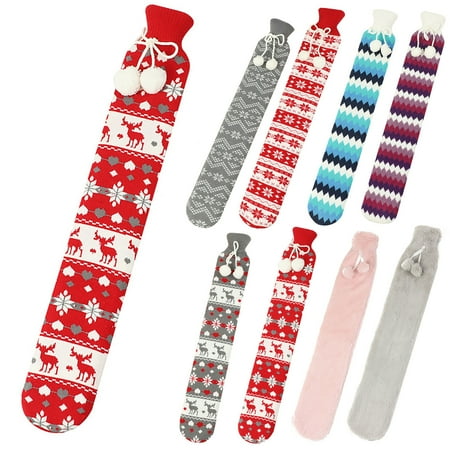 

Christmas Elk Snowflake Rhombus Xmas Design Sock Shape Hot-Water Bag Hand Warmer Multi-color Rubber Knitted Fabric