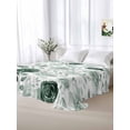thumbnail image 5 of Sage Green Flower California King Size Flat Sheet, Wrinkleproof & Fadeproof Cooling Flat Bed Sheet Only, Vintage Rose Floral Botanical Leaf Breathable Soft Bedding Top Sheets 108 x 98 Inches, 5 of 8