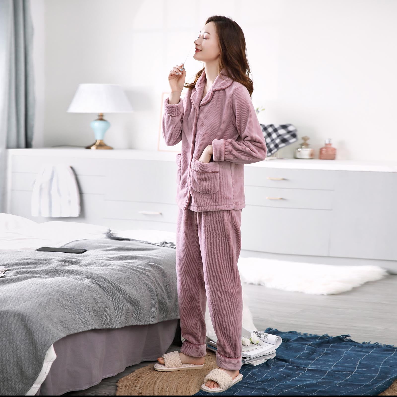 QIPOPIQ Pajamas for Women Clearance Thickened Warm Coral Velvet
