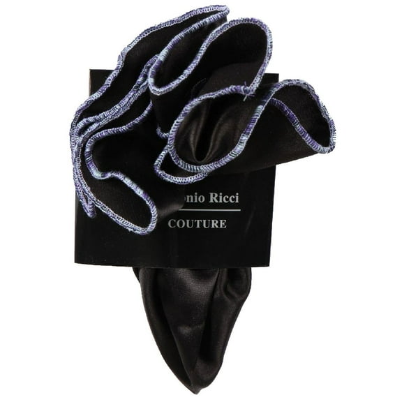 PS-Z-RD-25 - Round Pocket Square Accessory - Black Blue