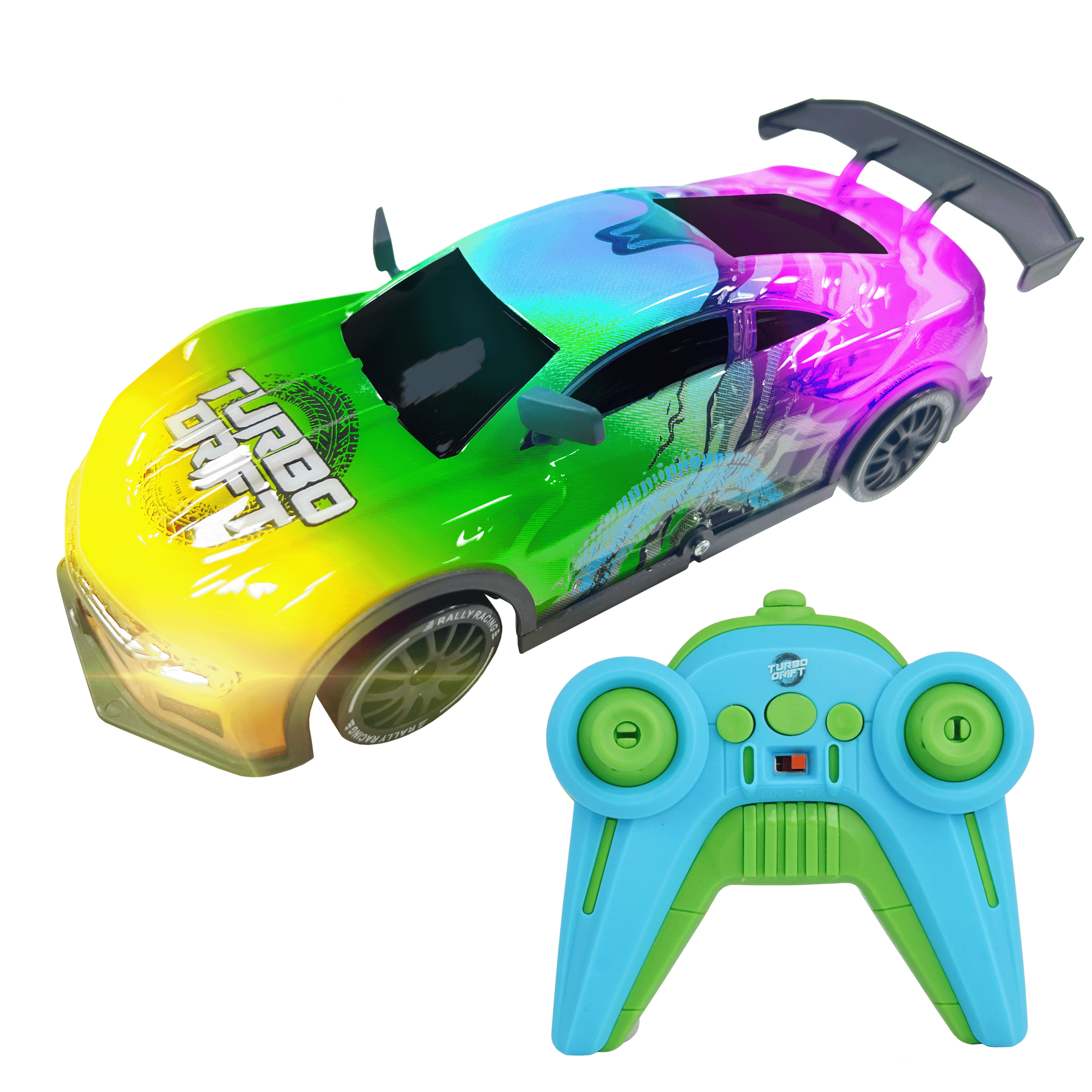 Force1 High-Speed Drift RC Car 2.4GHz Remote Control LED Lights 1:16 Scale Rechargeable Summer Toy (Multicolor)