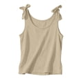 thumbnail image 4 of Comdrip Crop Cotton Linen Tank Tops for Women Bowknot Ruched Crew Neck 2026 Summer Casual Sleeveless Fitted Loose Fit Beige L, 4 of 9