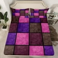 thumbnail image 2 of Castle Fairy Purple Pink Grid 4 Pieces Queen Sheet Sets for Teenagers,Retro Geometric Checkered Ultra Soft Flat Sheet,Vintage Aesthetic Queen Fitted Sheet,Breathable Home Decor, 2 of 7