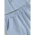 thumbnail image 6 of DcoolMoogl Toddler Kids Baby Boys Cotton Linen Clothes Set Short Sleeve Button Down Shirt Top and Shorts 2Pcs Summer Outfit Blue 3-4 Years, 6 of 7
