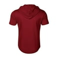 thumbnail image 5 of MIXUE Shirts For Men Summer Solid Color Hooded Drawstring Short Sleeve Pockets Sweatshirt Breathable Lightweight Pullover Tops T Shirts Holiday Wear,Red,M, 5 of 5