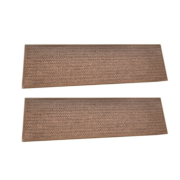Tnarru 2 Pieces Carpet Stair Treads Non Skid 21.65x7.87'' Reusable Thicken Polyester Stair Rugs for Wood Stairs for Kids Elders Dogs brown