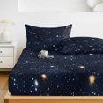 thumbnail image 6 of Twin Sze Fitted Sheet Set - Blue Starry Sky 2 Piece Bedding Sets 16" Deep Pocket Fitted Sheet with 1 Pillowcase, Universe Space Galaxy Night Star Brushed Microfiber Hotel Luxury Bed Sheets, 6 of 9