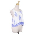 thumbnail image 3 of MonoB Grecian Peasant Inspired Blue Pixel Floral Print Loose Tank Top, 3 of 4
