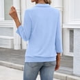 thumbnail image 3 of Lumtrix Womens Polo Shirts 3/4 Sleeve Collared Tops Business Casual Tops Collared V Neck Dressy Blouses Loose Fit Sky Blue S, 3 of 6