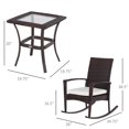 thumbnail image 3 of Outsunny 3 Pieces Patio Wicker Rocking Chair Set,  Outdoor PE Rattan Bistro Set Conversation Rocker Set with 2 Chairs 1 Coffee Table for Backyard, Deck, Poolside, Cream White, 3 of 10