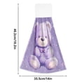 thumbnail image 2 of Haosy 2 Pack Kitchen Wash Cloths with Hanging Loops Absorbent Absorbent Quick Drying Hand Towels, Purple Bear with Star Heart, 2 of 7
