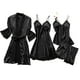 thumbnail image 1 of Ploknplq Pajamas for Women Set,Cotton Pajamas for Women Set,Lounge Sets for Women,Sleepwear Lace Robe Dress Set Pajamas Nightdress Silk,Silk Pajamas for Women,Cute Pajama Sets for Women Black L, 1 of 5