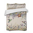 thumbnail image 2 of Spring Floral Full Size Down Alternative Comforter,Lightweight Comforter Quilt Bedding Set with Pillow Shams Daisy Sunflowers Wisteria Hummingbird Beige All Seasons Bed Comforter Duvet Insert 78"x90", 2 of 7