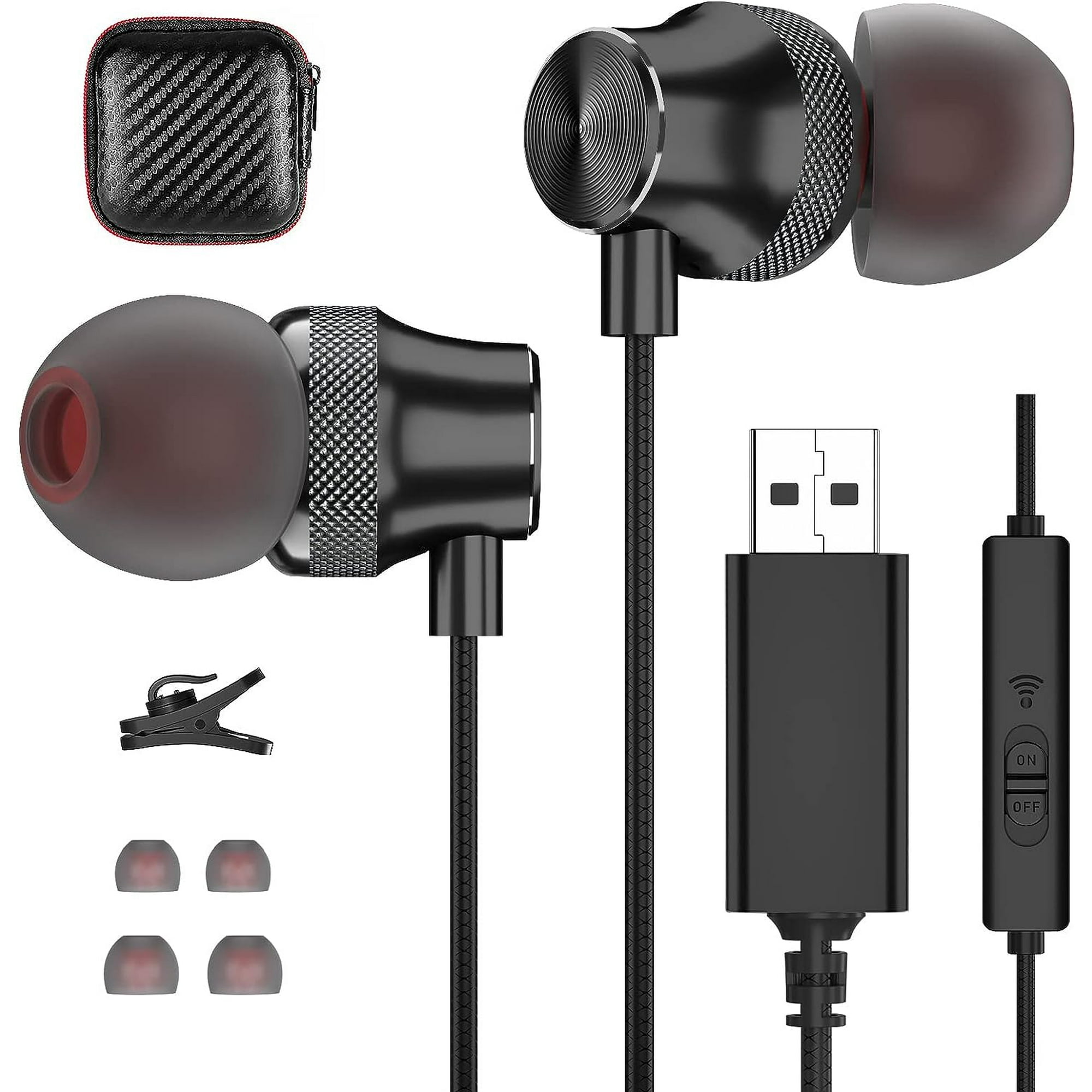 USB Headphones for Computer A Wired USB Earbuds for PC Noise Canceling HiFi Stereo Mute Function Headset with Microphone Game Volume Control Earphone for Laptop Chromebook Mac PS4 Desktop Office Walma...