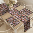 thumbnail image 2 of Ambesonne Meadow Table Runner & Placemats, Flourish Season Rural Blooms, Placemat 4 pcs + Runner 14"x90", Pale Pink Red Green, 2 of 2