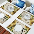 thumbnail image 4 of Vintage Sunflower Dragonfly Indoor Placemat Set Of 4, Non-Slip Placemats for Kitchen/Dining Table/BBQ/Patio/Parties, 12"x18" Washable Durable Cotton-Linen Table Mats, Farmhouse Animal Nature Leaves, 4 of 4