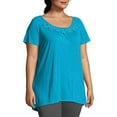 thumbnail image 3 of Just My Size Short-Sleeve Slub-Jersey Women's Tunic with Crochet Trim - OJ247, 3 of 3