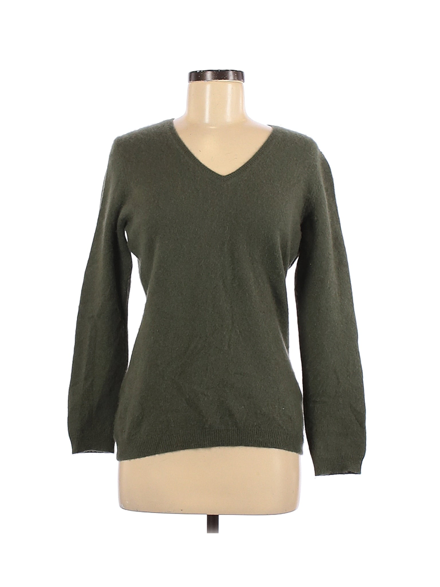 Charter Club Luxury Womens Ribbed Trim Cashmere V-Neck Sweater