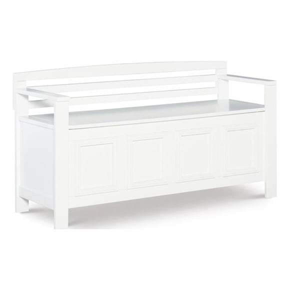 Linon Lenly Ladderback Entryway Storage Bench in White Painted Wood