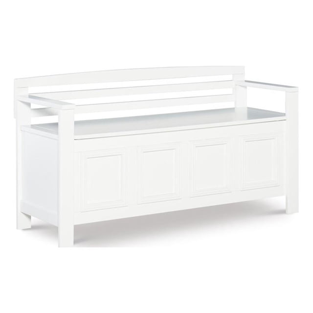 Linon Lenly Ladderback Entryway Storage Bench in White Painted Wood