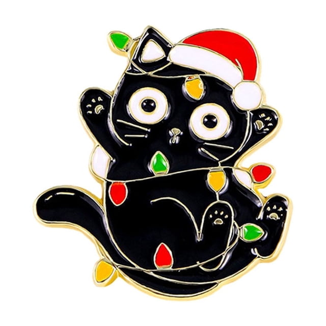 Broche Badge de Noël Dessin Animé Mignon et Chat de Noël