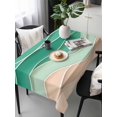 thumbnail image 6 of Geometric Green Table Cloth, Ocean Wave Stripes Modern Abstract Beach Waterproof Tablecloth for Rectangle Tables, Reusable Washable Fabric Table Cover for Restaurant Kitchen Dining Tables 54"x108", 6 of 6