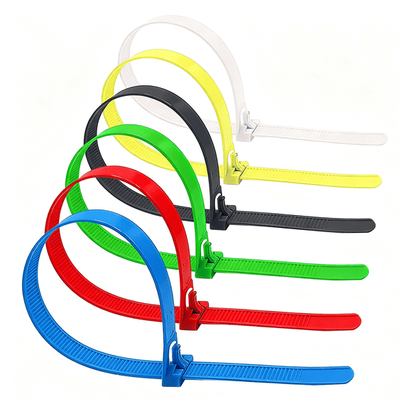 ICERUN 100 Pcs 12 Inch Color Reusable Zip Ties, Heavy Duty Releasable Cable Ties, Self-Locking Nylon Colored Zip Ties 50 Lbs Tensile Strength Cable Ties Wraps for Garden Plant Home Office Workshop