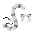 thumbnail image 3 of Conjunto de orejas y Cola de gato Fernando para cosplay Cola larga de gato carnaval fiesta de graduación Negro Naranja Blanco, 3 of 8