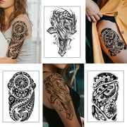 Yazhiji 36 Sheets Temporary Tattoos Stickers, 12 Sheets Fake Half Arm Chest Shoulder Tattoos for Men or Women with 24 Sheets Tiny Black Tattoos