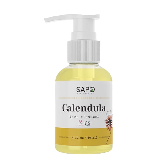 Sapo Calendula Face Cleanser - Hydrating Cream Facial Wash with Hyaluronic Acid   Coconut Oil - For Dry, Normal, Oily or Sensitive Skin (4 oz)