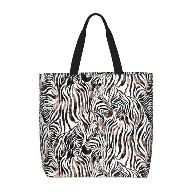 Easygdp Leopard And Zebra Bolsa Tote para Mujer, Bolso de Hombro para Trabajo, Playa, Viajes, Compras y Supermercado