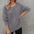 thumbnail image 2 of Bovxnpu Fall Winter Plus Size Tops for Women, Womens Long Sleeve Shirt Tops Loose Casual Fall Thick T Shirts Winter Outs Trendy Clothes, 2 of 10