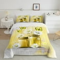 thumbnail image 2 of jejeloiu Daisy Floral Butterflies Queen Comforter Set,Kawaii Cute Flowers Blossom Bedding Sets,Yellow White Bedding Comforter Set For Girl,Luxury Bedroom Decor,3-Piece, 2 of 8