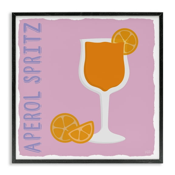 Stupell Industries Aperol Spritz Cocktail Food & Beverage Painting Black Framed Art Print Wall Art, 12 x 12