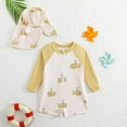 thumbnail image 3 of lnmuld 2 Piece Boys Summer Long Sleeve Rash Guard Swim Set with Trunks & Matching Hat - Beach, Pool & Water Activities Color:Yellow,Size:18-24 Months, 3 of 8